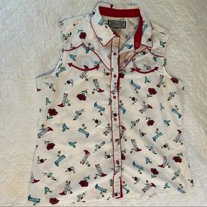 Vintage sleeveless western cowgirl top